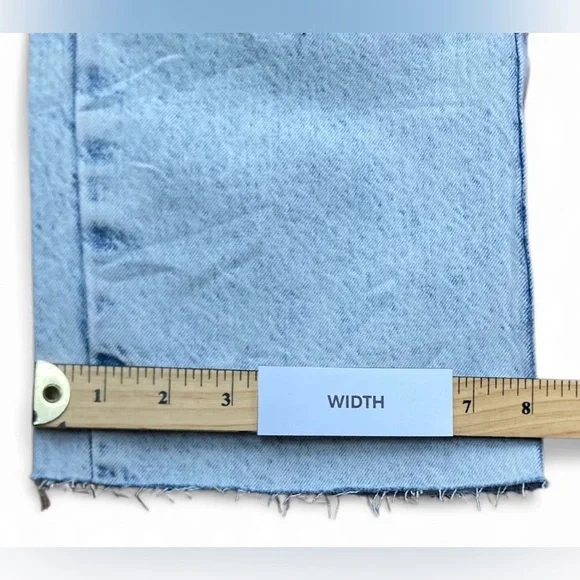 NWT ZARA Jeans Women Sz 6 High Rise Straight Leg Fringe Raw Hem Blue Denim Pants - Picture 8 of 9